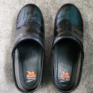 Dansko Iridescent Black Mules